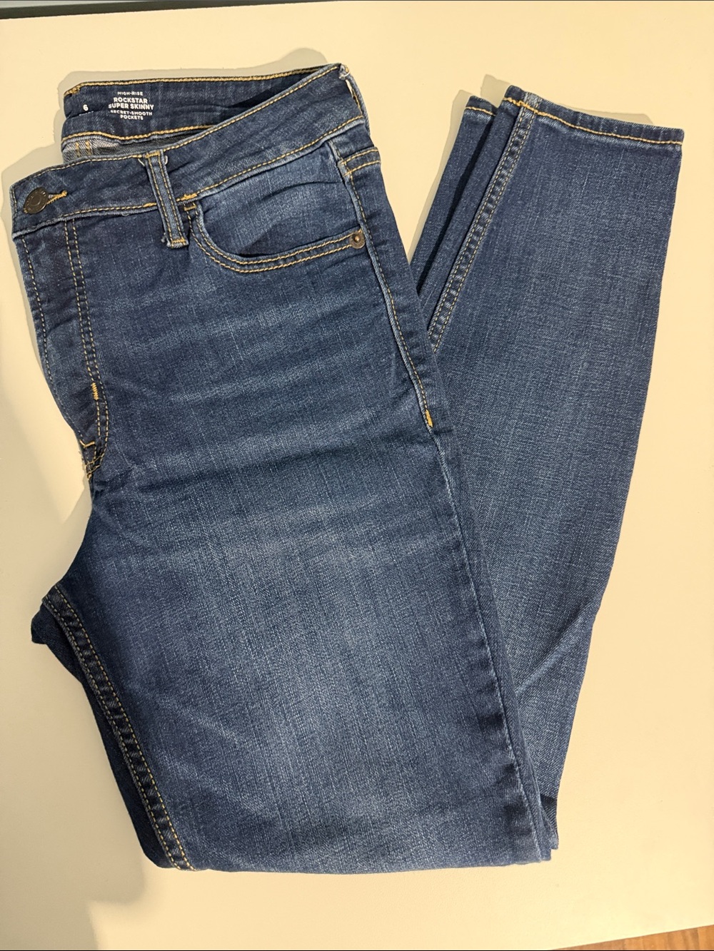 Old Navy high rise rockstar super skinny Dark Blue Skinny Jeans with Subtle Fade